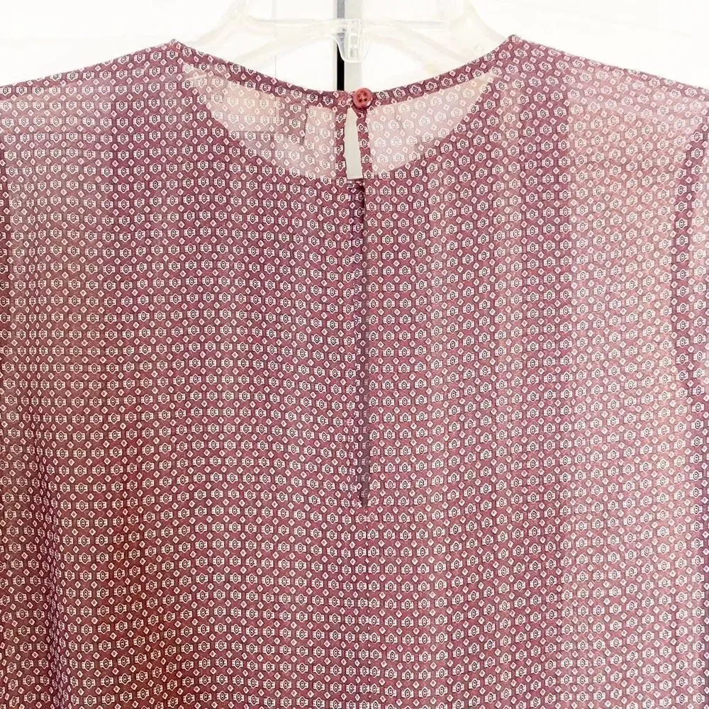 Seidensticker Blouse Women’s Long Sleeve Maroon Pleated Front Top Size 34 Small - Picture 8 of 12